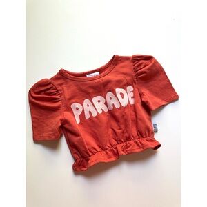 EUC One Day Parade Puff Sleeve Crop Top sz 3/4y